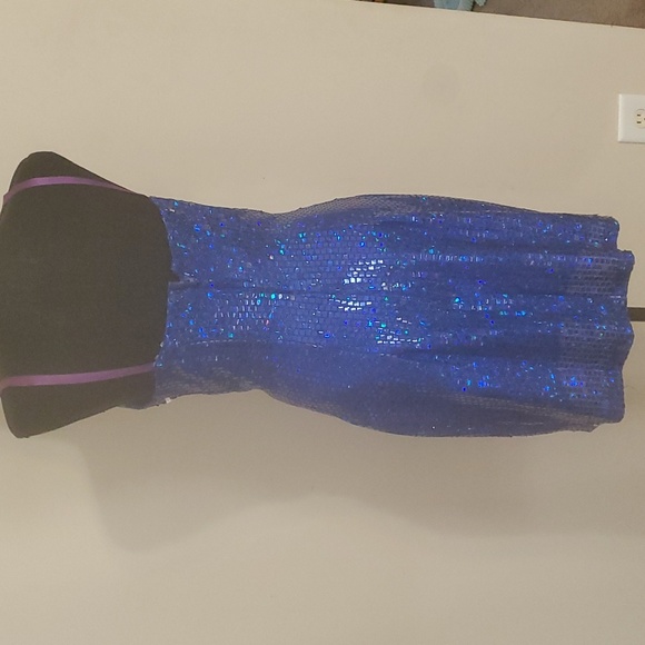 SIZE 9/10 BLUE Sequins Dress Blue Mini Dress by LA GLO. - Picture 2 of 2
